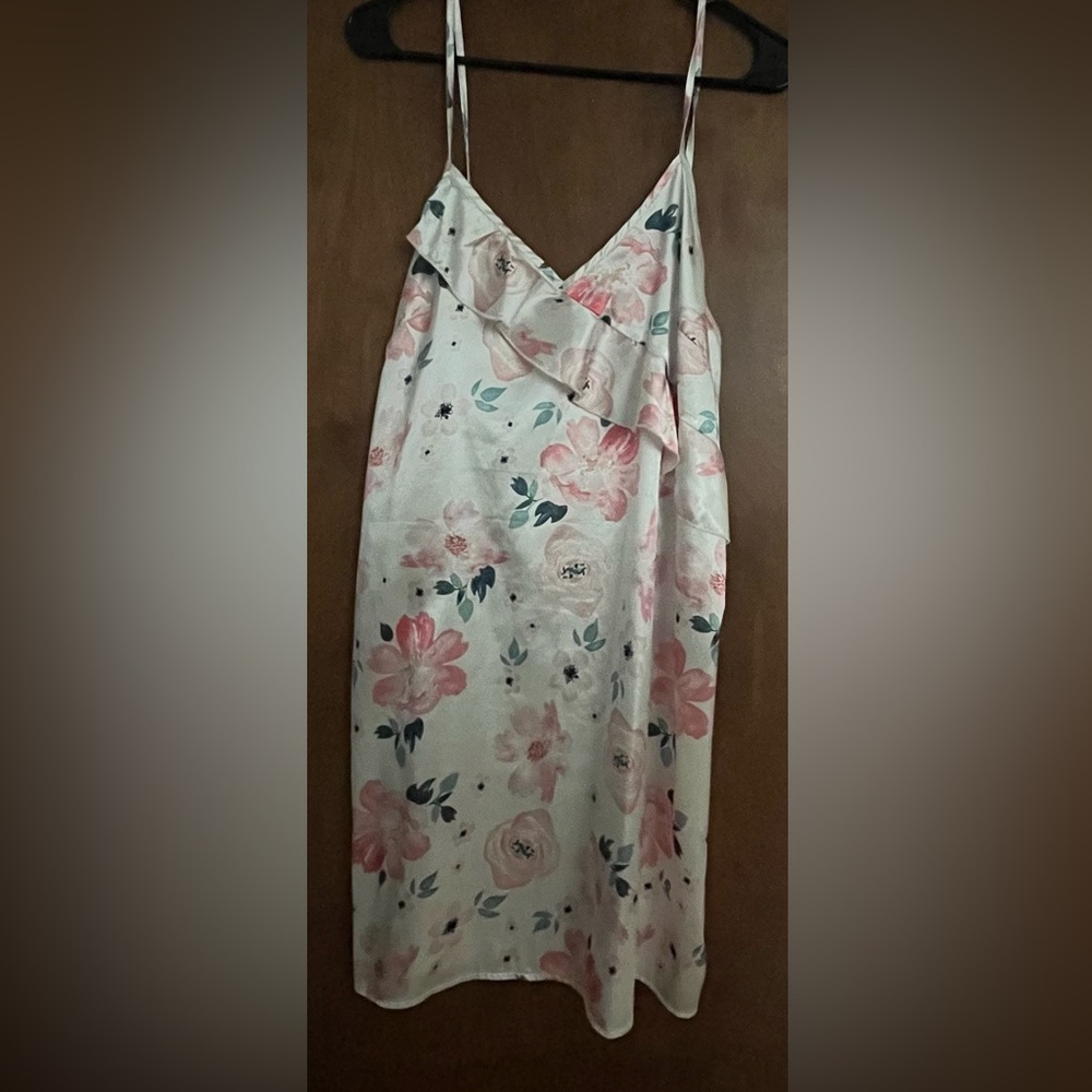 Satin floral night gown slip dress